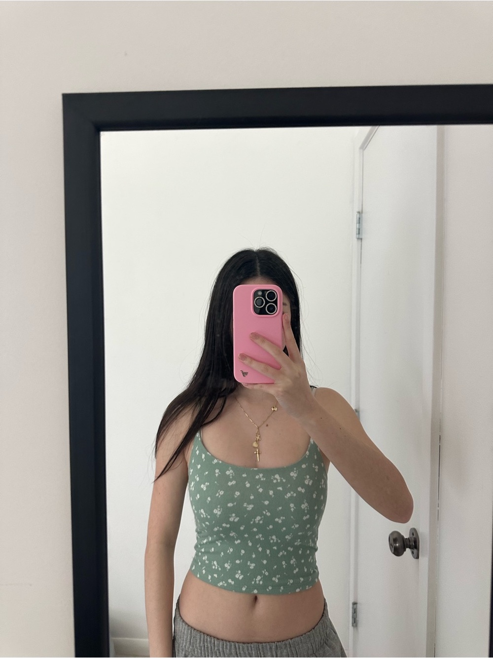Vintage Aeropostale Green Floral Cropped Tank Top